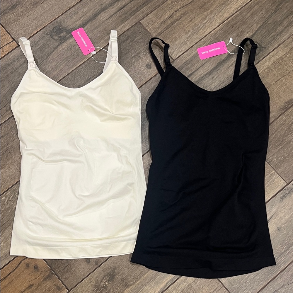 Women's Black and White Camisole Tops